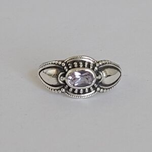 Vintage Boho Purple Amethyst Crystal Sterling Silver Chunky Statement Ring